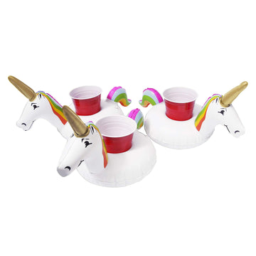 Gofloats Inflatable Pool And Hot Tub Drink Holders (3 Pack) (Choose - Unicorn, Flamingo, Palm Tree And More)