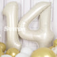 Suwen 40 Inch Cream White Large 14 Number Balloons Big Foil Helium Number Balloons 0-9 Jumbo Happy 14Th Mylar Birthday Party Dec