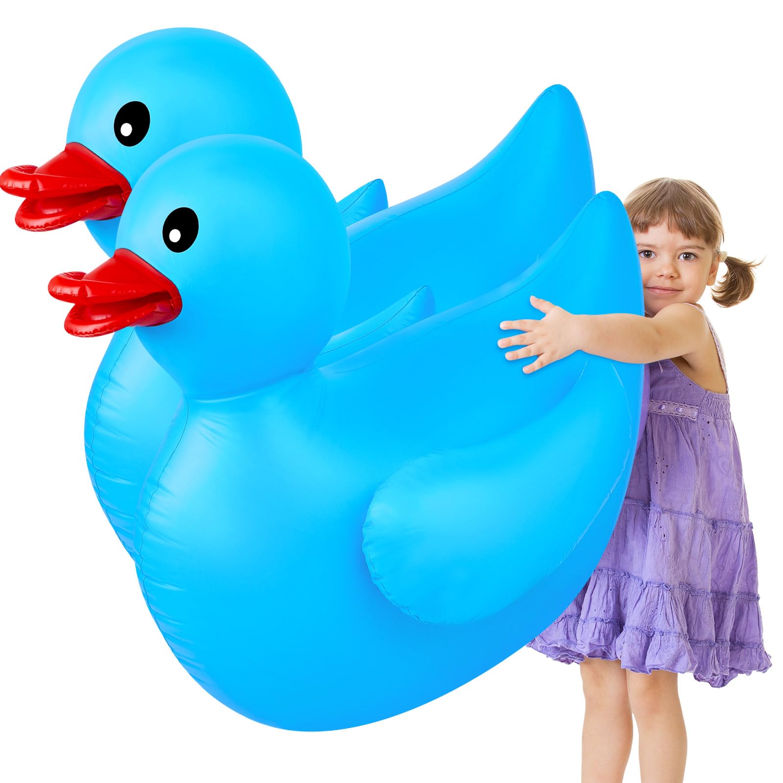 Hungdao 2 Pack 4 Feet Giant Inflatable Duck Huge Rubber Duck Large Blow Up Duck Inflatable Duck Pool Float For Kids Summer Beach Swimming Pool Party Decoration, 48 X 42 X 44 Inch (Yellow)
