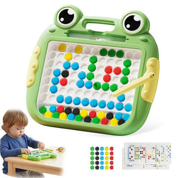 Patpat Magnetic Drawing Board For Kids, Magnetic Dot Drawing Board With 58Pcs Colorful Pegs & 7 Pattern Cards, Educational Puzzl