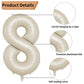 Biapian 40 Inch Cream Number 8 Balloons, Cream White Large 8Th Birthday Balloons With 18'' Foil Cream Heart Balloon Helium For 8