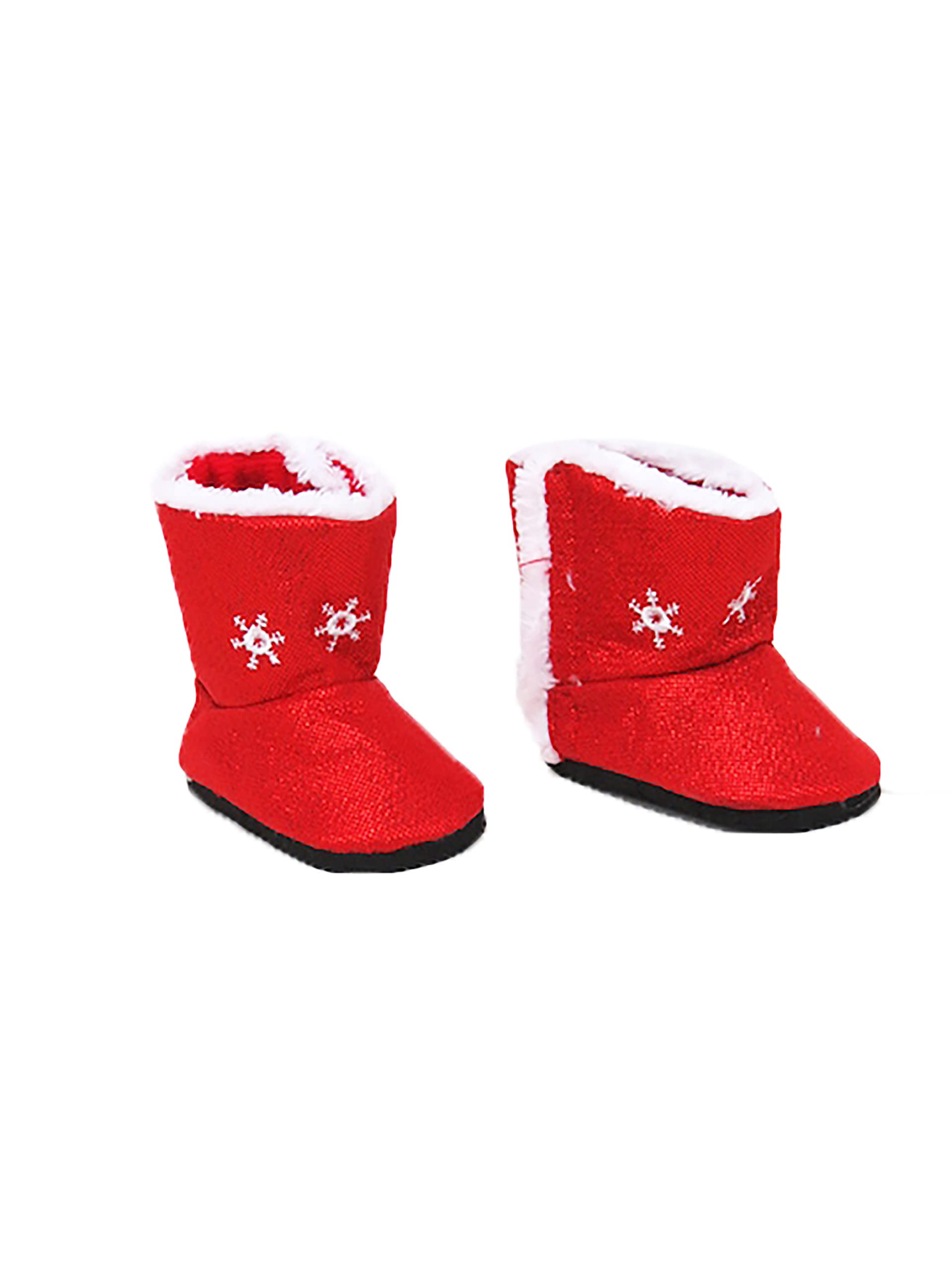 American Fashion World Red and White Snowflake Boots for 18-Inch Dolls | enhanced Quality & Trendy Design | Dolls Shoes | Shoe Fashion for Dolls for Popular Brands