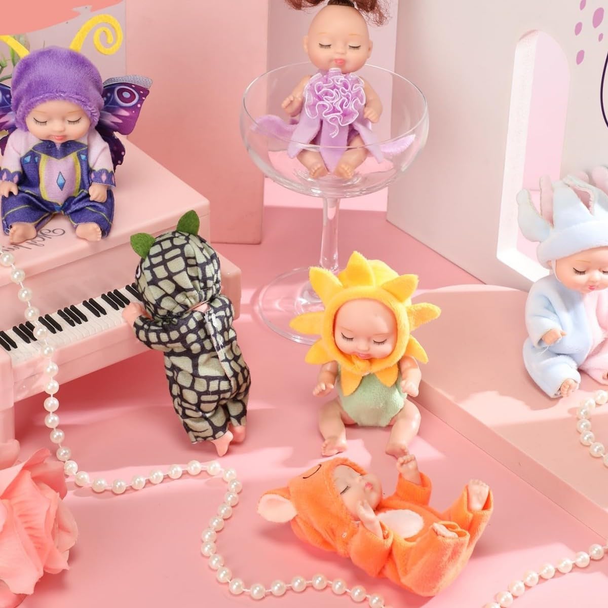 Tisden 4 Inch Mini Baby Dolls 6Pcs Set Cute Realistic Baby Dolls Toys With Handmade Doll Clothes For Suitability Kids 3 And Up F