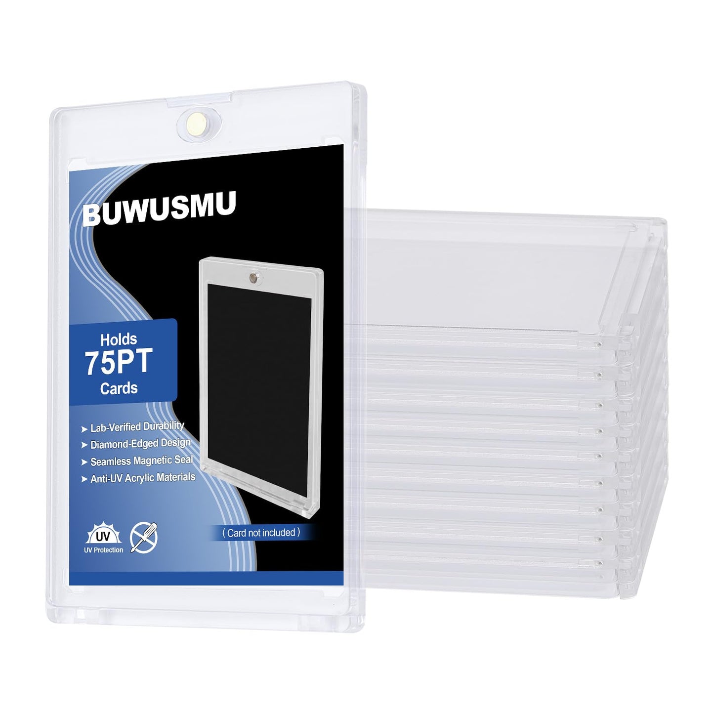 50 Pcs 75 Pt Acrylic Magnetic Card Holders One Touch Card Holder Clear Card Protectors Hard Plastic Magnetic Card Case for Sports Baseball Trading Card Storing Displaying(2.5 x 3.54 Inch)