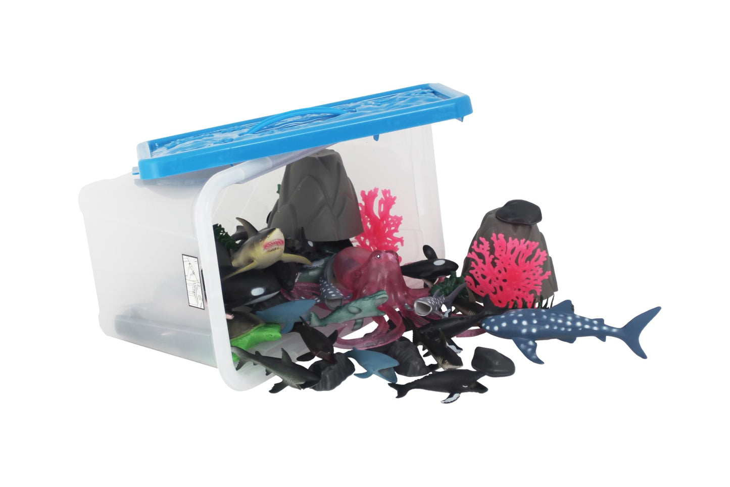Animal Planet 45-Piece Ocean Animal Toy Set - Sea Life Figures with Sharks, Dolphins, Whales, Octopus, Coral, Rocks & Scenery fo