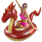 Monsoon [Dragon] Inflatable Pool Floats For Adults Large Ride-On Swimming Pool Float Floatie With Handles - Red