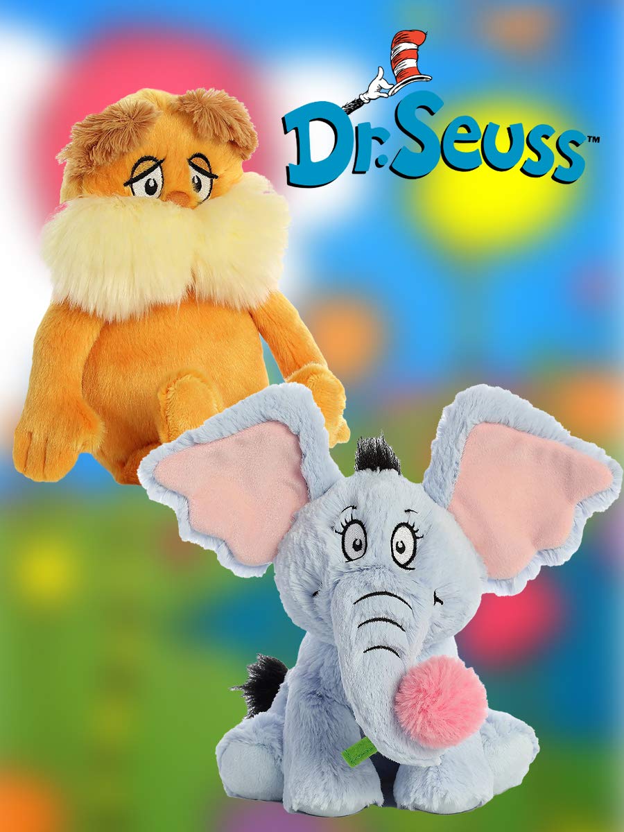 Aurora Dr Seuss 12'' Stuffed Animal Duo: Horton And The Lorax, With Cotton Giftbag