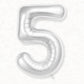 Flyloons 5 number Foil Balloon Silver 16 inch Size For Baby Kids Boys Girls Happy Birthday Anniversary Decoration Items 5th Year