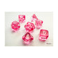 Pink Translucent Mini Dice With White Numbers 10Mm (3/8In) Set Of 7 Chessex