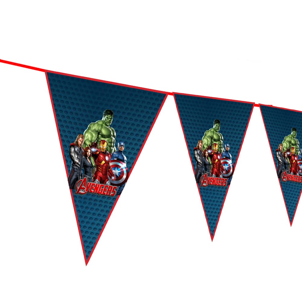 Wow Party Studio Avengers Super Heros Theme Happy Birthday Decorations Flag Pennants Buntings Banner  10Ft Long