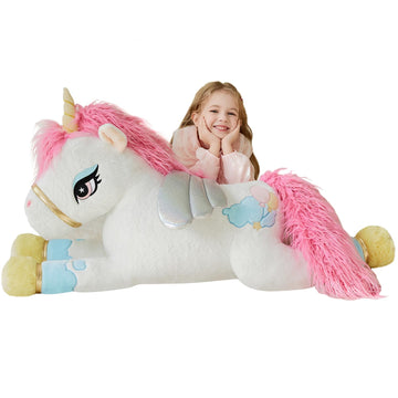 Ikasa Giant Unicorn Stuffed Animal Plush Toy,Large Big Jumbo Soft Toys,43' Huge Cute Plushy Fluffy Plushie,Gifts For Kids Girls Girlfriend Children