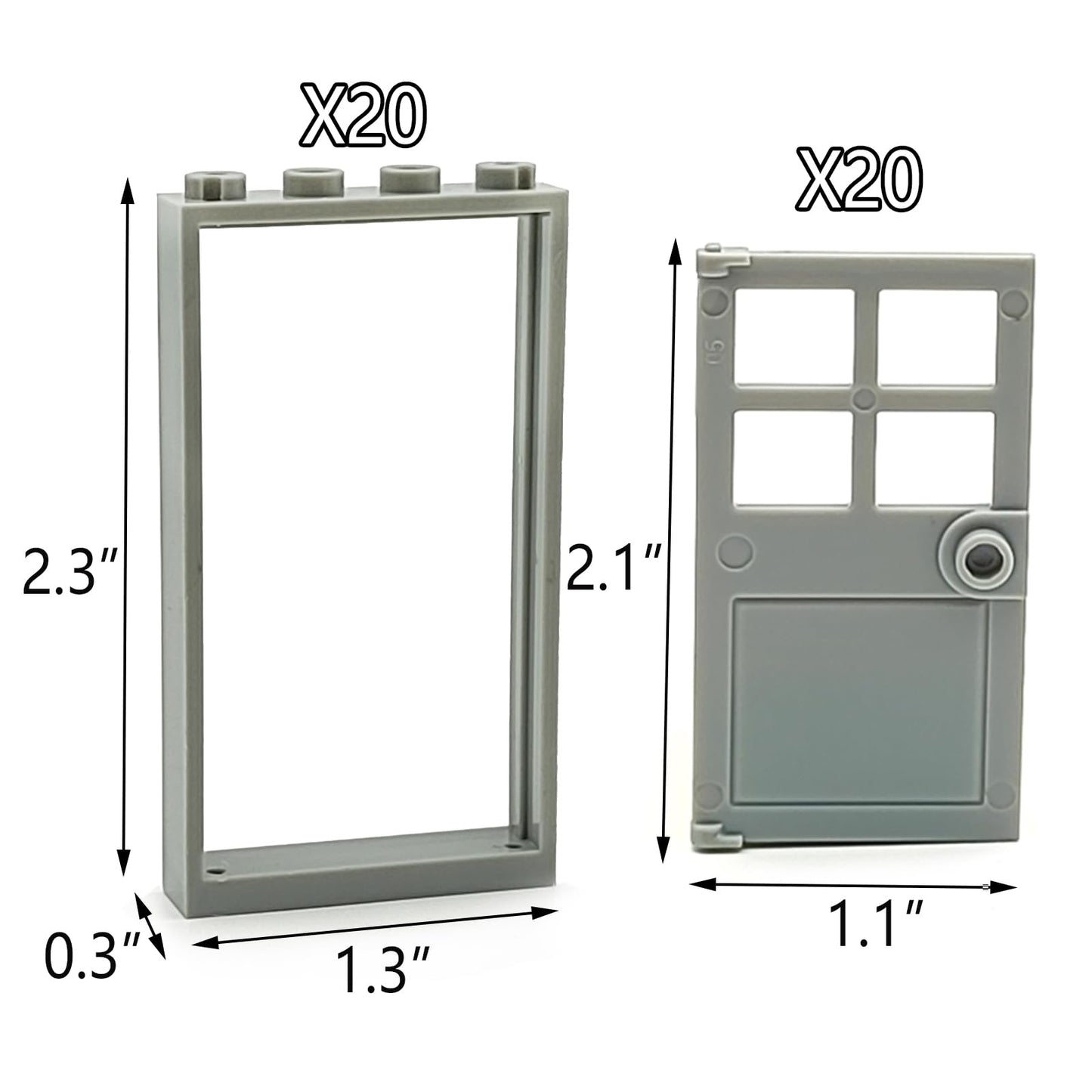 ZHX 40PCS Doors and Frame Building Block Toys MOC Creative House Brick Accessories Compatible with Classic Bricks Building Toy f