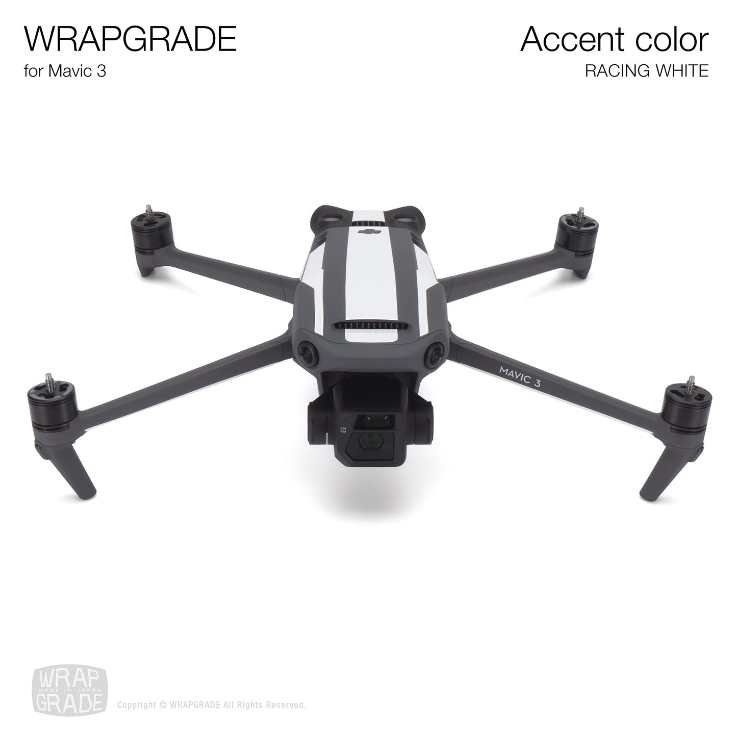 WRAPGRADE Partial Skin Stickers for DJI Mavic 3 / Mavic 3 Classic Accent Color (Racing White)