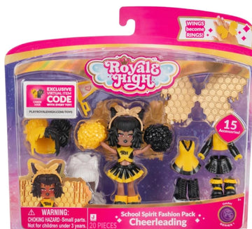 Royale High 3    School Spirit Fashion Pack: Cheerleading - Dark Series 1-1 Figure With 15 Accessories - Wings Become Rings - Vi