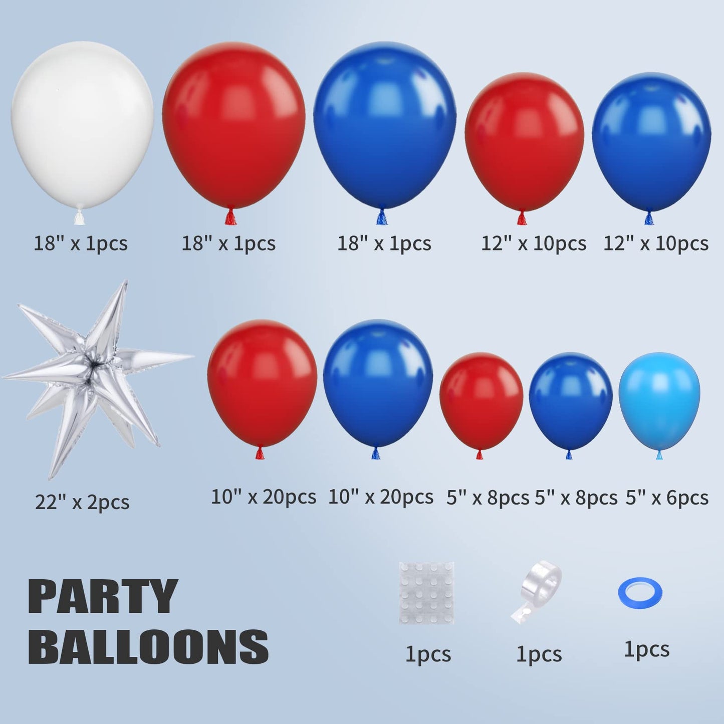 Red Blue Balloon Garland Kit, Red Blue Balloon Arch With Red And Dark Blue Balloons, Red And Blue Balloon Arch For Independence