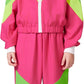 Sizgaroot 80S 90S Retro Windbreaker Set Girls Workout Costume Outfit Track Suit For Girls (Pink, 9-10 Years)