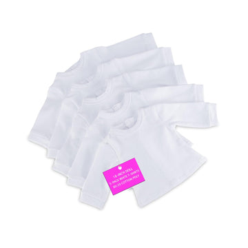 Emily Rose 18 Inch Doll Clothes Value Basics Bright White 5-Pack Long Sleeved T-Shirts Tee For Crafting Activity | Compatible Wi