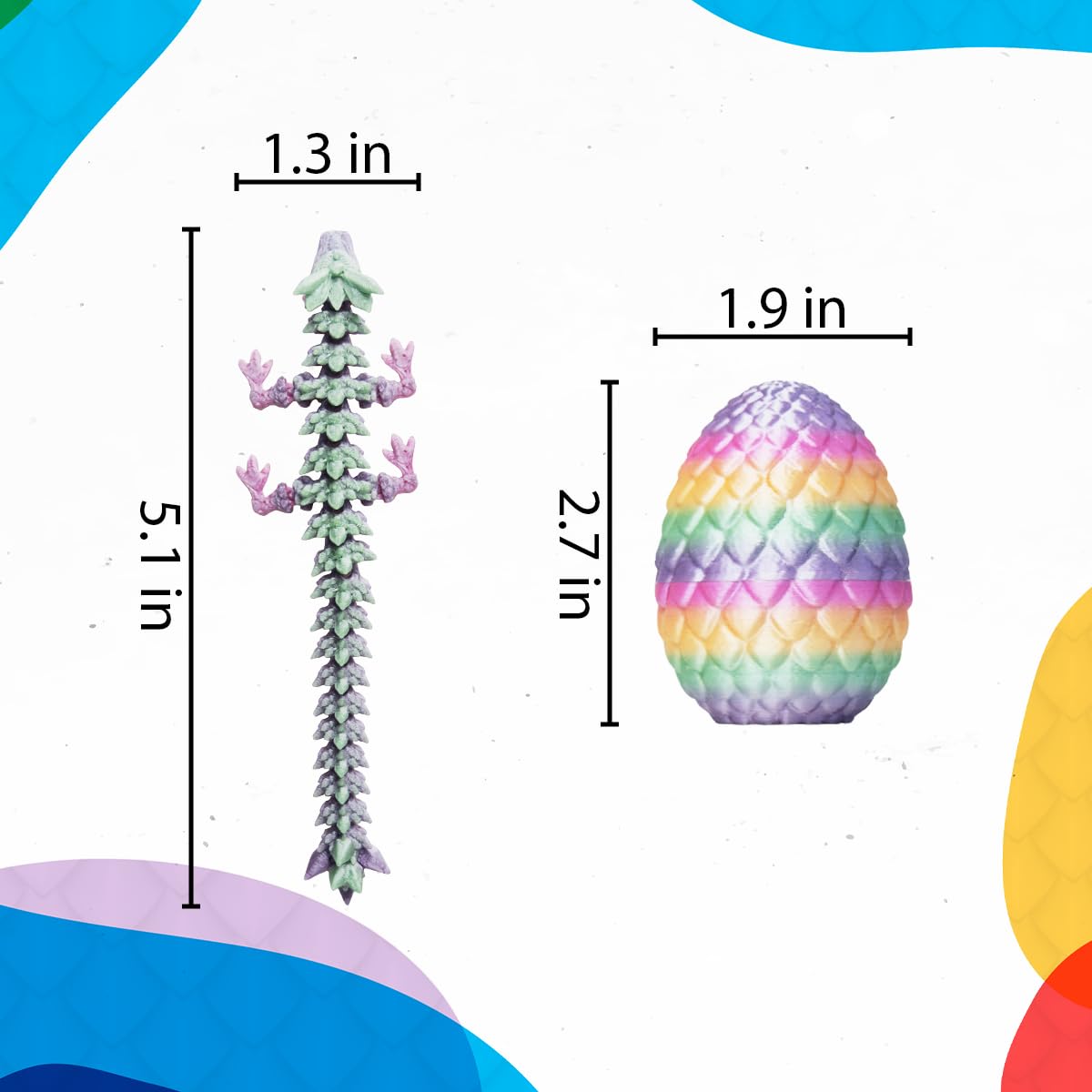 Aumeiller 4 Pcs 3D Printed Dragon, Mystery Crystal Dragon Egg,3D Dragon Egg Gift For Kids (Dragon Egg)