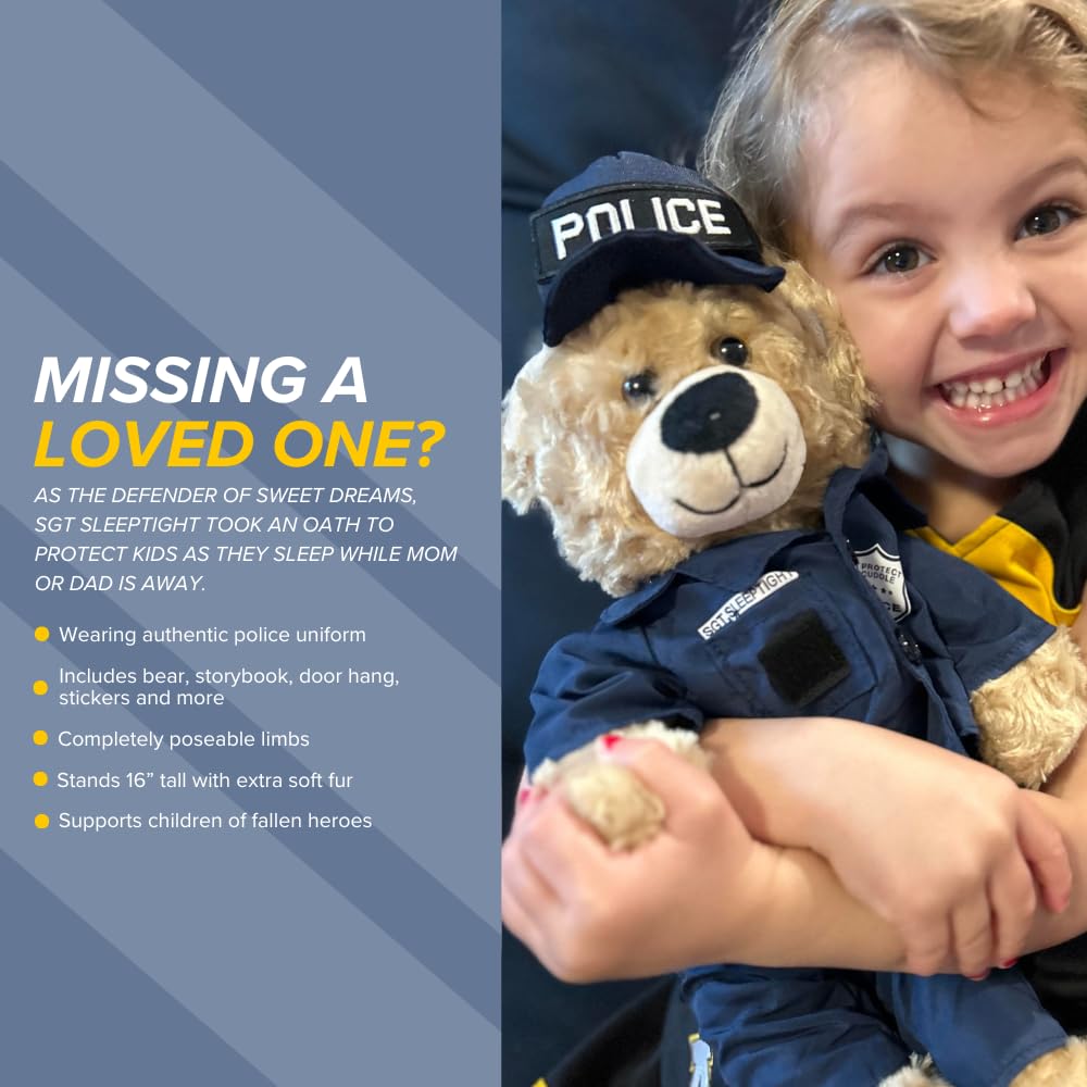 Zzz Bears Sgt Sleeptight Police Teddy Bear, Comforting Gift For Police Kids, Provides Comfort & Sense Of Security During Separat