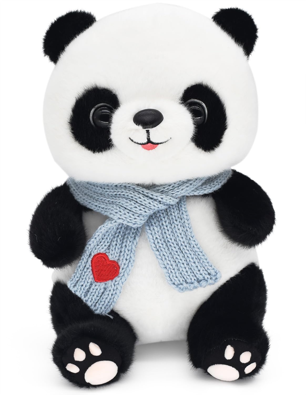 9.8'' Panda Dolls with Love Heart Scarf  Soft Stuffed Plush Animal Toys Plushies Valentines Day Decor Birthday Gifts for Her/Girlfriend Lover Mom Kids (Blue)