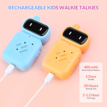 Mafiti Kids Walkie Talkies Rechargeable 2 Pack Mini Robots 1000Ft Range Single Channel Toys For Boys Girls Age 4 5 6 7 8-10 Year