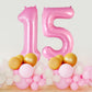 Pink Number 15 Balloon, 40 Inch Big Large Foil Helium Number Balloons, Giant Mylar Number 15 Balloons For 15 Year Old Birthday P