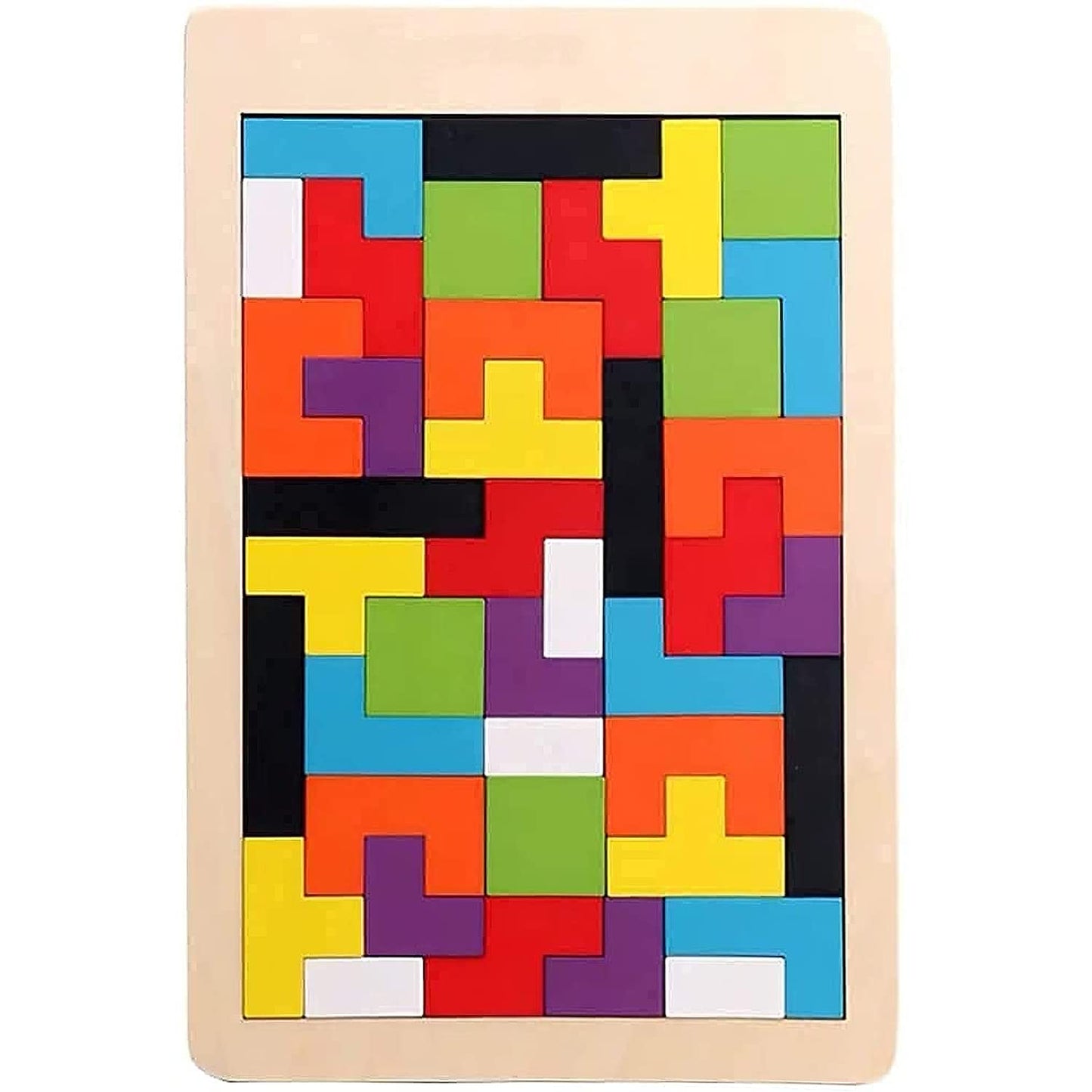 Kidology Wooden 3D Russian Blocks Puzzle Game for Kids | Brain Teasers Toy Tangram Colorful Geometry Logic IQ Montessori Intelli