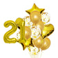 Pop The Party 8th Number balloon With 21 Digit Balloon for Including Gold Latex, star, heart and Confetti Balloons (21 Year 14 p