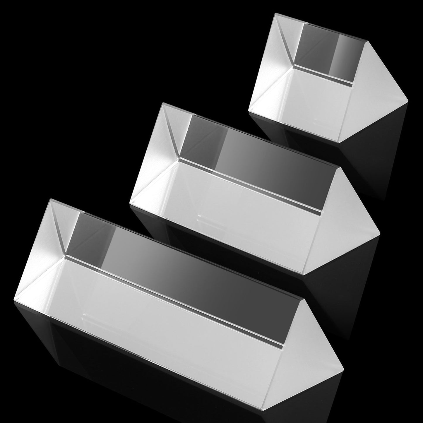 Amlong Crystal 2.5 Inch, 4 inch, 6 inch Optical Glass Triangular Prism for Teaching Light Spectrum Physics and Photo Photography