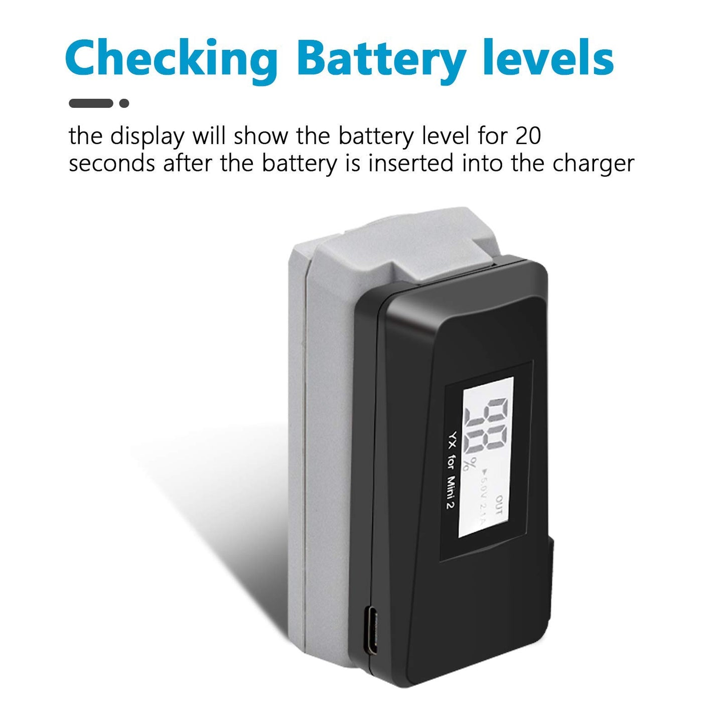 Hanatora USB Battery Charger with Quick Charge 3.0 for DJI Mini 4K/2/Mini SE/2 SE Drone,Indicator Display Raqid Charging Hub Acc