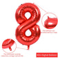 Toniful 40 Inch Red Large Numbers Balloons 0-9, Number 8 Digital 8 Helium Balloons, Foil Mylar Big Number Balloons For Birthday