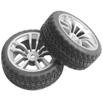 ShareGoo 12mm Hex Wheel Rims & Rubber Tires for 1/10 RC On-Road Touring Flat Racing Car (Pack of 4)