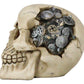 Ebros Steampunk Cyborg Protruding Gearwork Human Skull Statue Sci Fi Clockwork Gear Design Skeleton Cranium Figurine