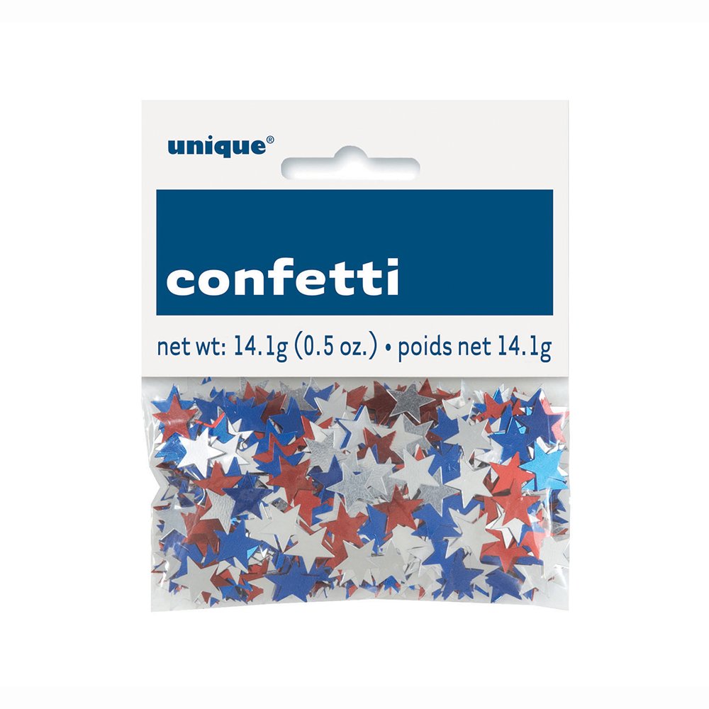 Unique , White & Blue Star Foil Confetti, 1ct, Red, White, and Blue