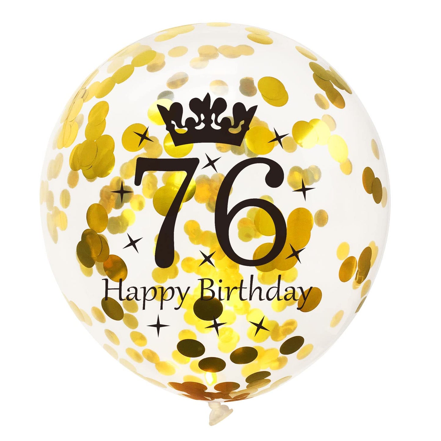 SHUNTAI 76th Birthday Balloons, Black and Gold Latex Confetti, 12 inch, 15 Pack, Model SHUNTAI-001, 76 Year Old Theme Party Supplies