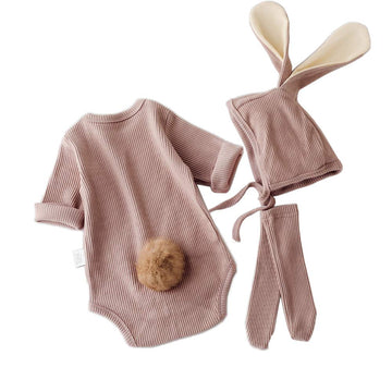 Acehcear Baby Boys Girls Bunny Outfit My First Easter Costumes Infant Newborn Bodysuit Romper With Long Hat 6-12 Months Khaki