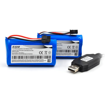 Coonyard (4-Pack) 7.4V 1500mAh 2S Rechargeable Li-ion Battery with SM-3P Plug and USB Charger Cable for RC Tank RC Toy, G03060R