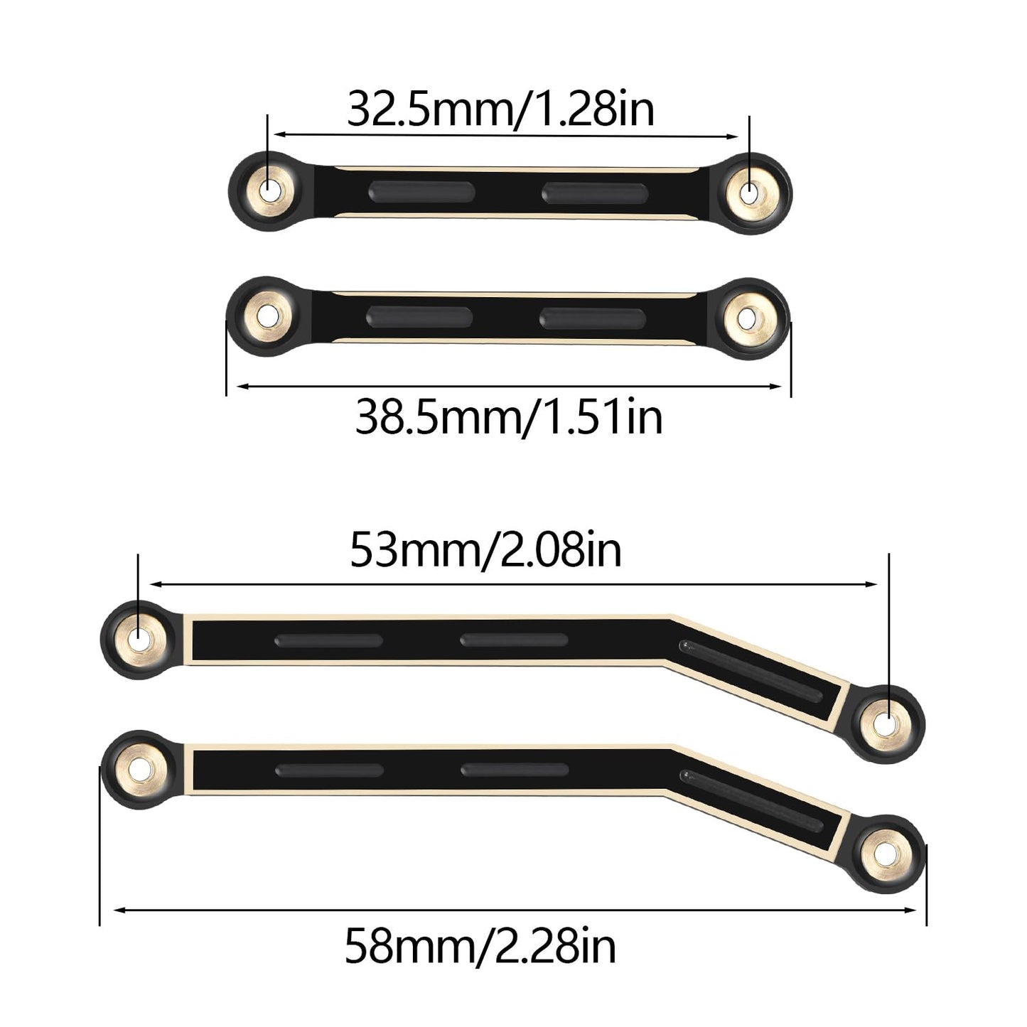 8PCS Black Coating Brass Links Rod Linkage Set for Axial AX24 XC-1 1/24 RC Crawler Car Upgrade Parts