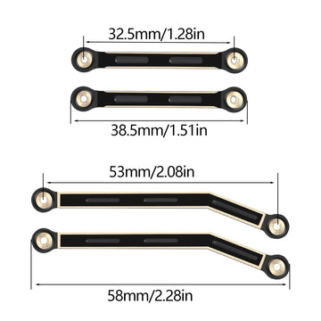 8PCS Black Coating Brass Links Rod Linkage Set for Axial AX24 XC-1 1/24 RC Crawler Car Upgrade Parts