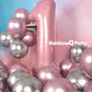 Rainbowq Party 1 Balloon Number 40 Inch For Boy Or Girl Big Pink 0-9 Foil Mylar Large 1 Number Balloon Happy 1St Birthday Party