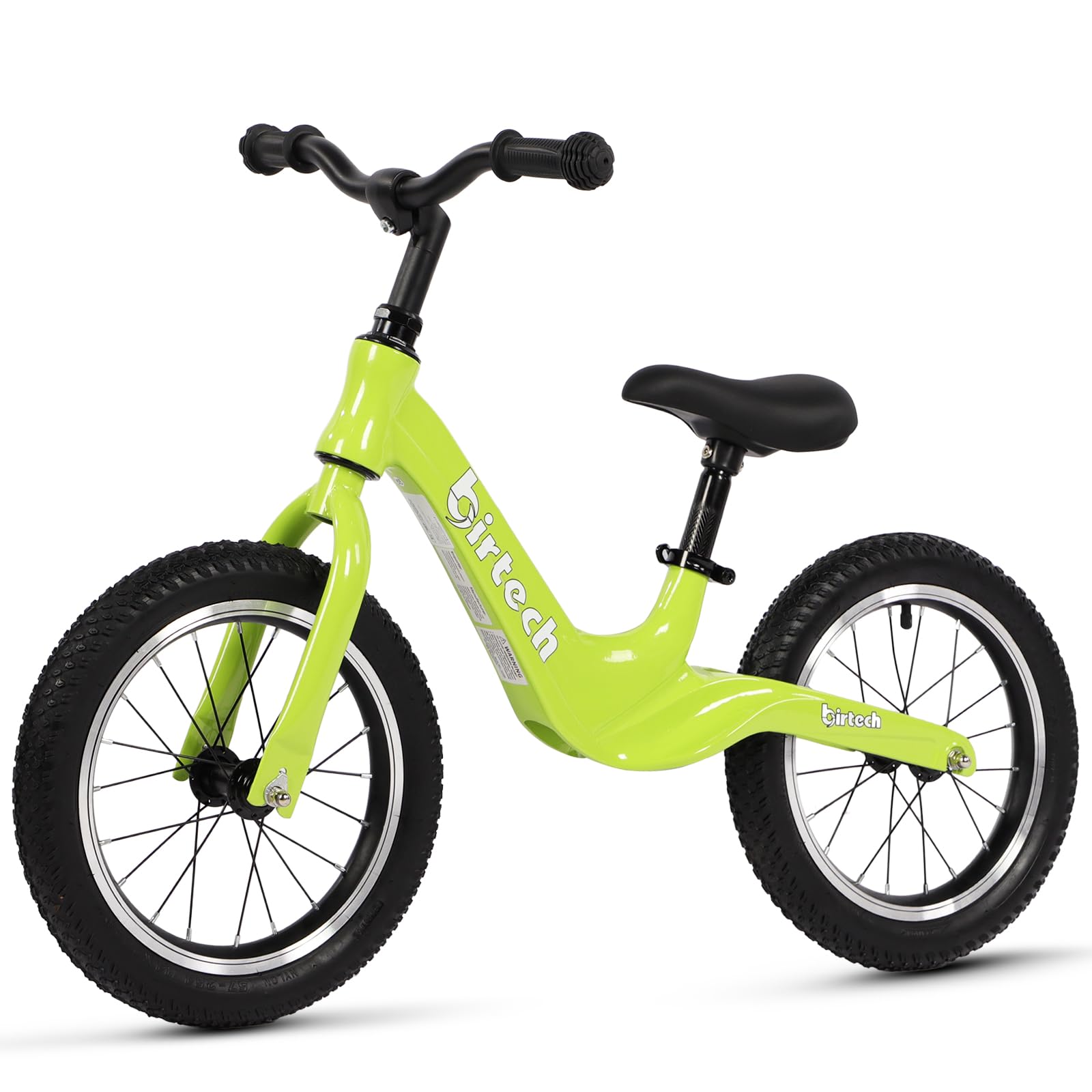 14' Kids Balance Bike For 3,4,5,6 Year Old Boys And Girls, Air Tires With Magnesium Alloy Frame, Lightweight No Pedal Toddler Training Bicycle (Green)