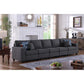 Lilola Home Cooper Dark Gray Linen 5-Seater Sofa with Cupholder