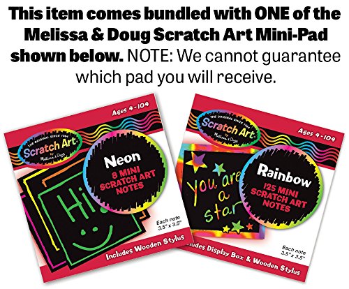 Melissa & Doug Wooden 6-Vehicle And 9-Traffic Signs Play Set & 1 Scratch Art Mini-Pad Bundle (03177)