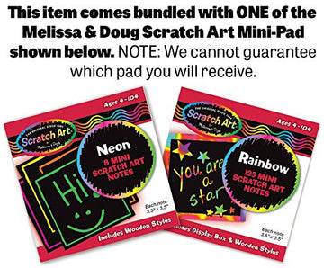 Melissa & Doug Wooden 6-Vehicle And 9-Traffic Signs Play Set & 1 Scratch Art Mini-Pad Bundle (03177)