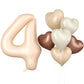 Biapian 40 Inch Light Brown Number 4 Balloons, Caramel Giant 4Th Birthday Balloons With Foil Cream Heart Balloon Helium For 4Th