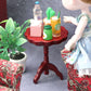 Miniature Dollhouse End Table 1:12 Scale Wooden Furniture Round Side Tea Table Model For Dollhouse Living Room Scene Decoration Gift (Brown)