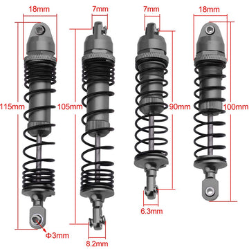 HobbyPark Aluminum Shocks for 1/10 Traxxas Slash Rustler Stampede 2WD 4x4 Hoss Bandit VXL Upgrades Shock Absorber Damper Set, Re