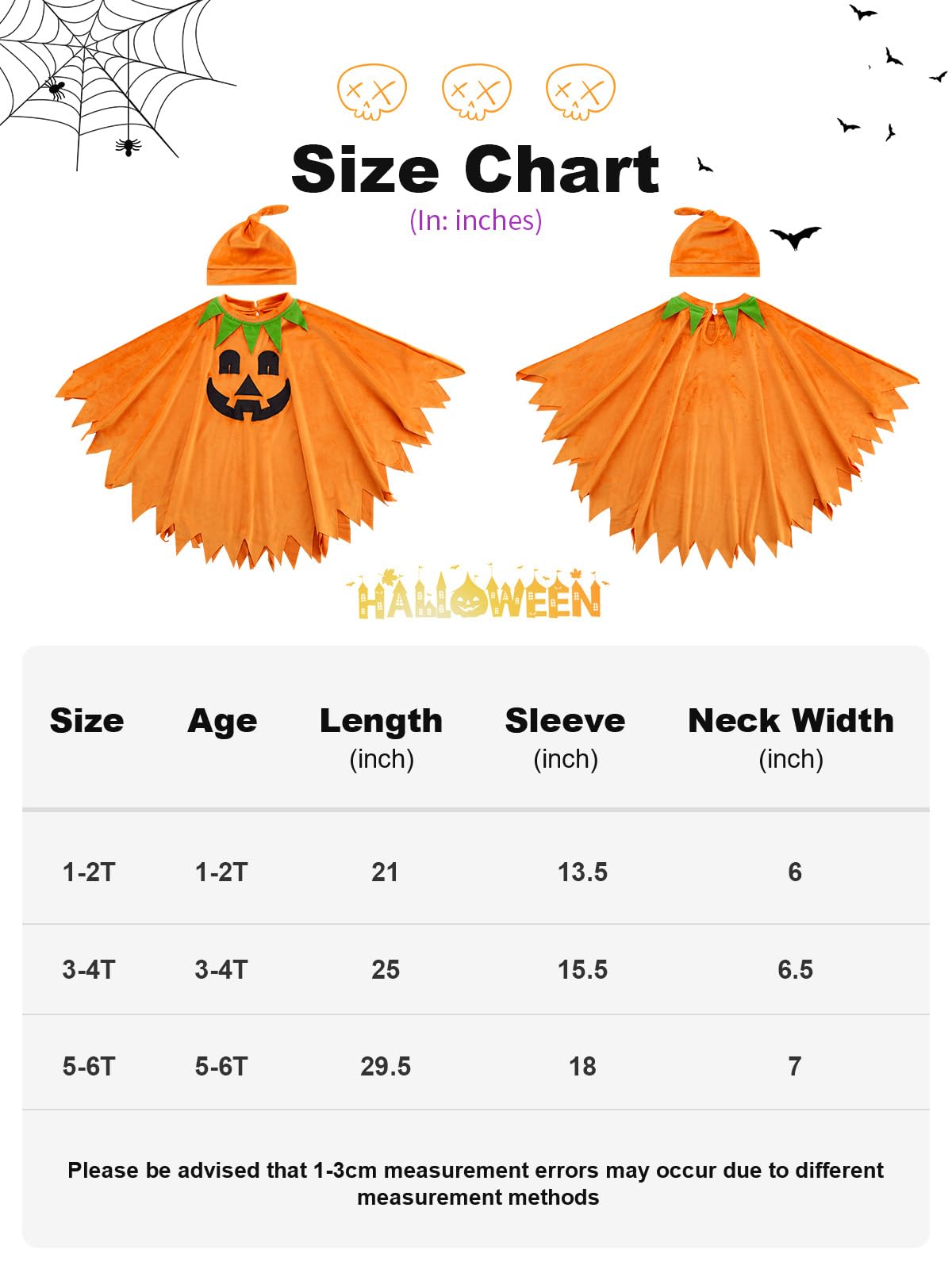 Eshoo Toddler Ghost Costume White Black Luminous Cloak Kids Boy Girl Halloween Cosplay Outfit Pumpkin Capes