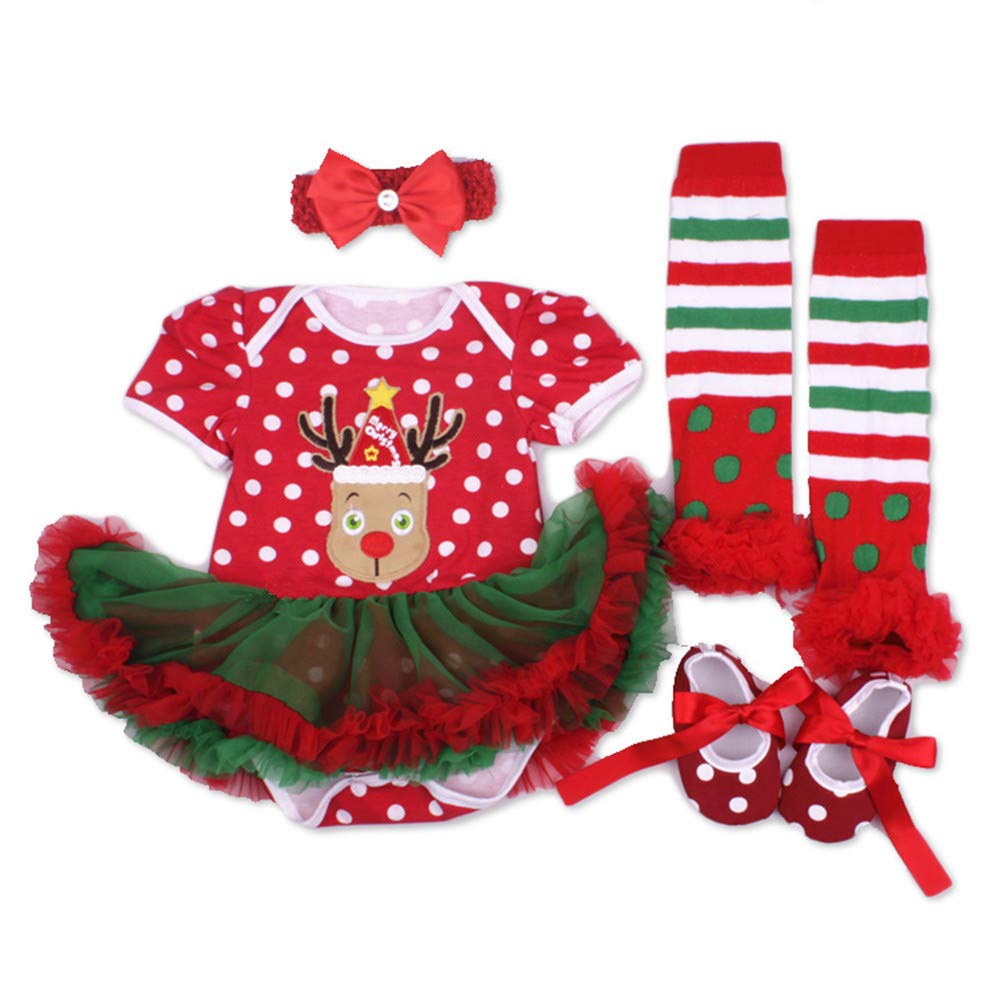 Doll Clothes Outfit for 20-23 Reborn Baby Red Tutu Dress 4 Pcs/Set