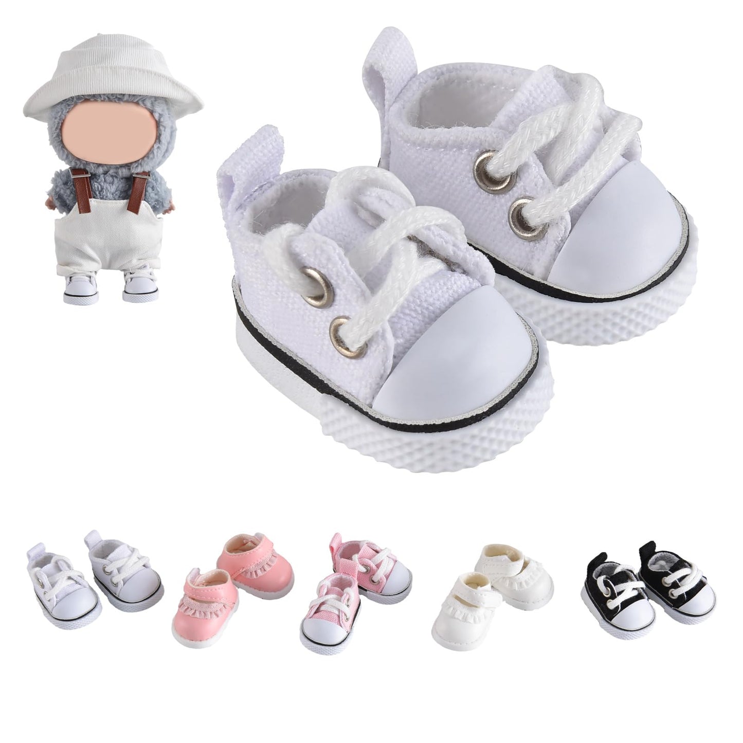 2025 New Version Doll Shoes  1 Pair enhanced White Canvas Shoes  Perfect Match for bubu Clothes  Shoes for 15&17cm Doll Accessories